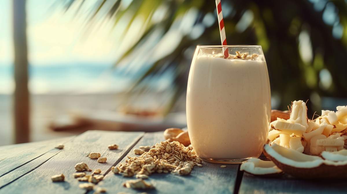 Un smoothie aux fruits et du muesli