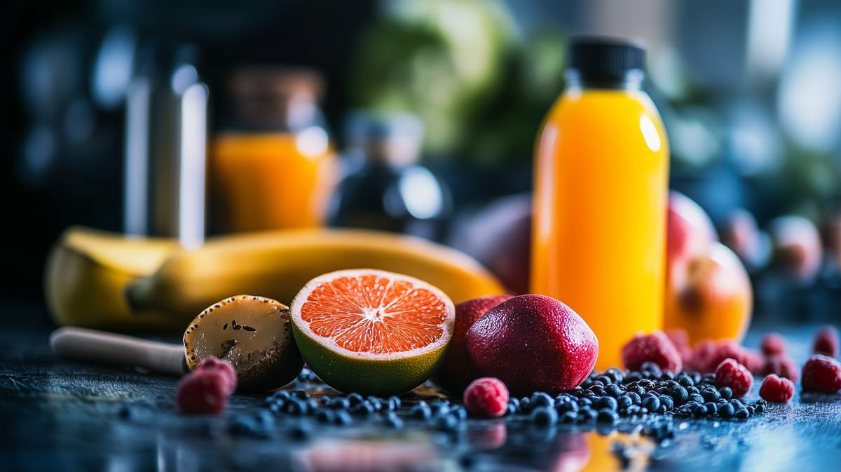 Fruits et jus de fruit pour la salle de sport